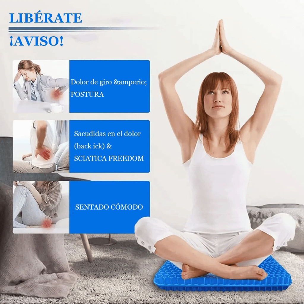 Asiento de Gel Premium Mejora tu Postura 👌 Trabaja, Conduce, Estudia con Mayor Confort