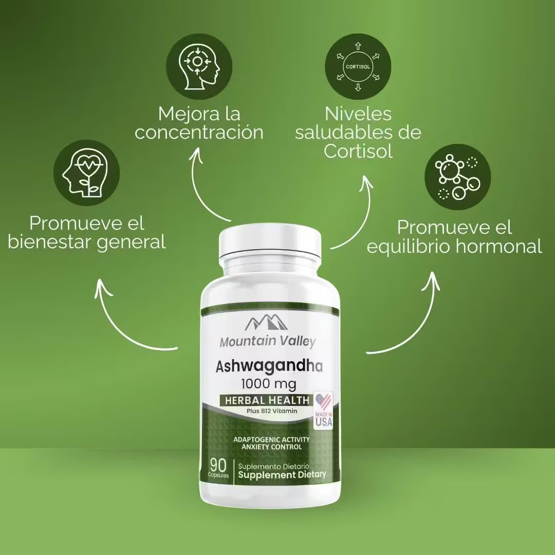 Ashwagandha Premium 1000 mg 🌿 Balance y Vitalidad 🌿 Recupera la calma que el estrés nos quita 🌿