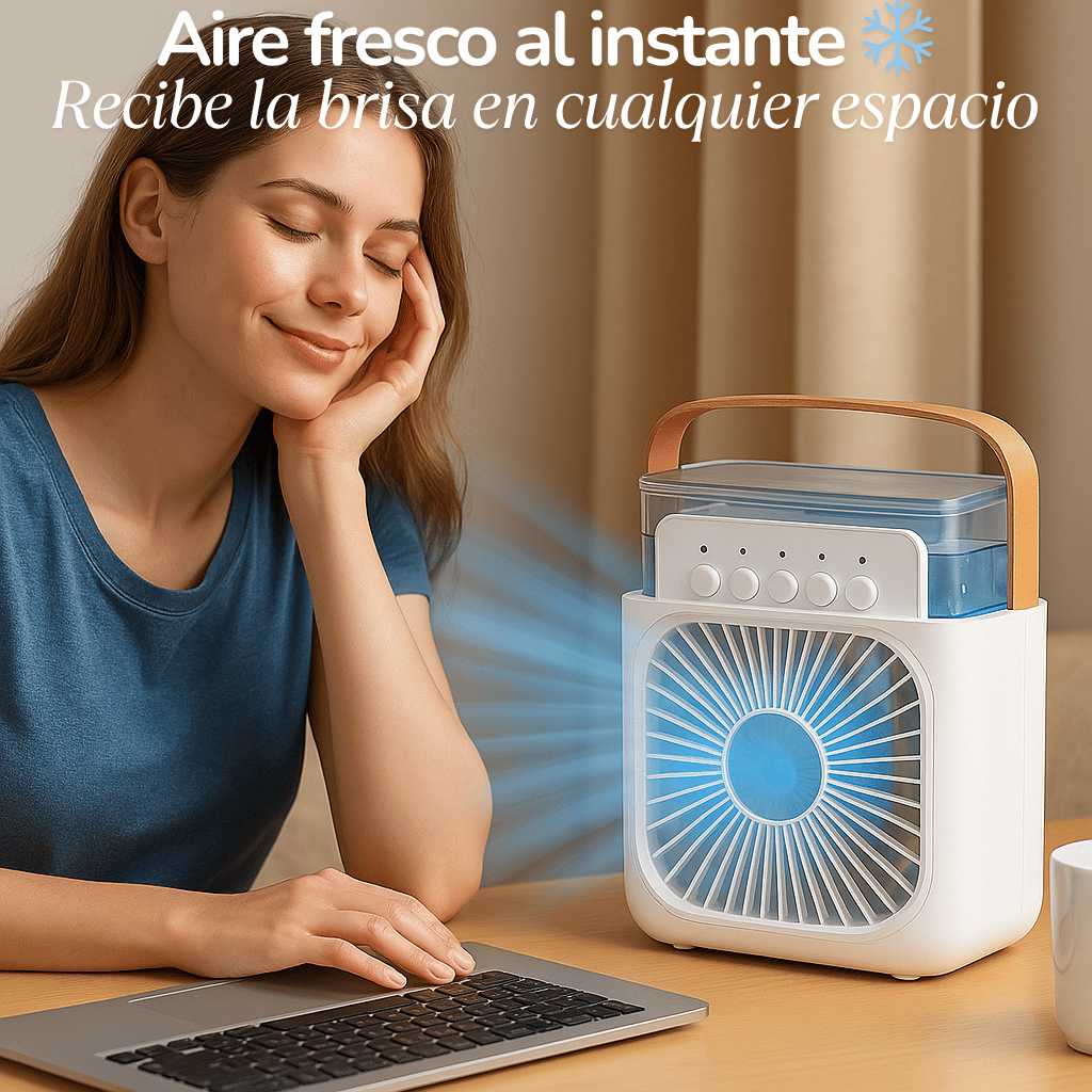 CoolAir Pro 🧊 | Aire Fresco Día y Noche + Humidificador + Aplicador Para Aromatización 🌿