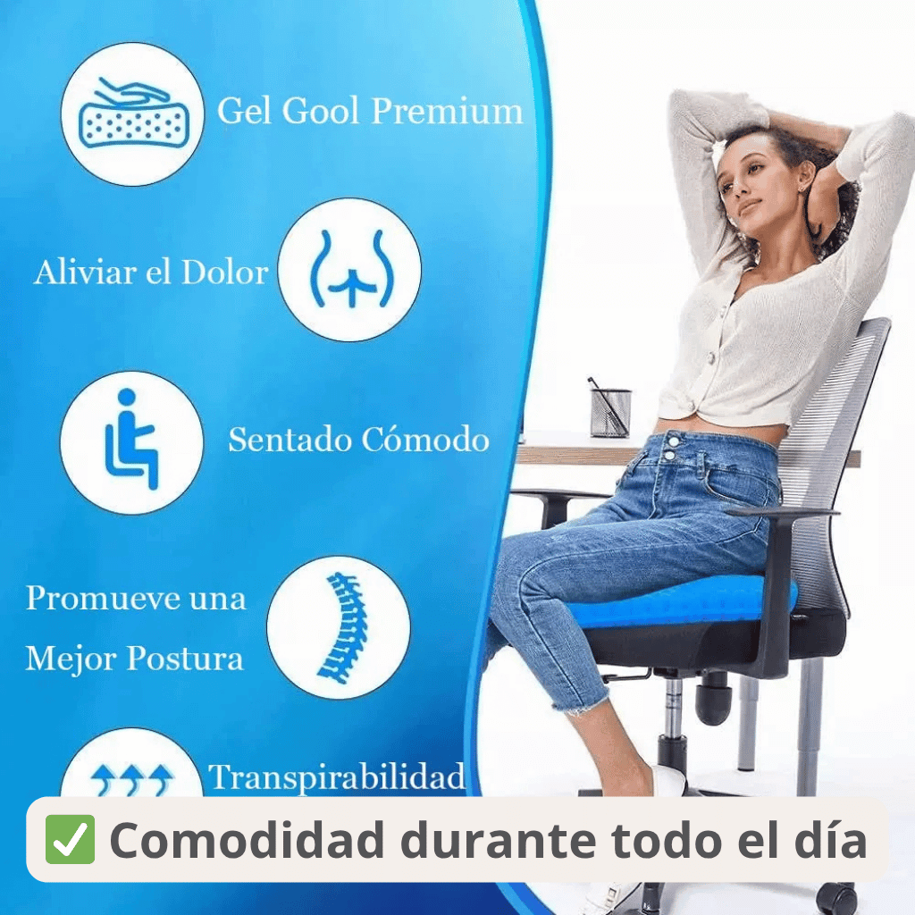 Asiento de Gel Premium Mejora tu Postura 👌 Trabaja, Conduce, Estudia con Mayor Confort