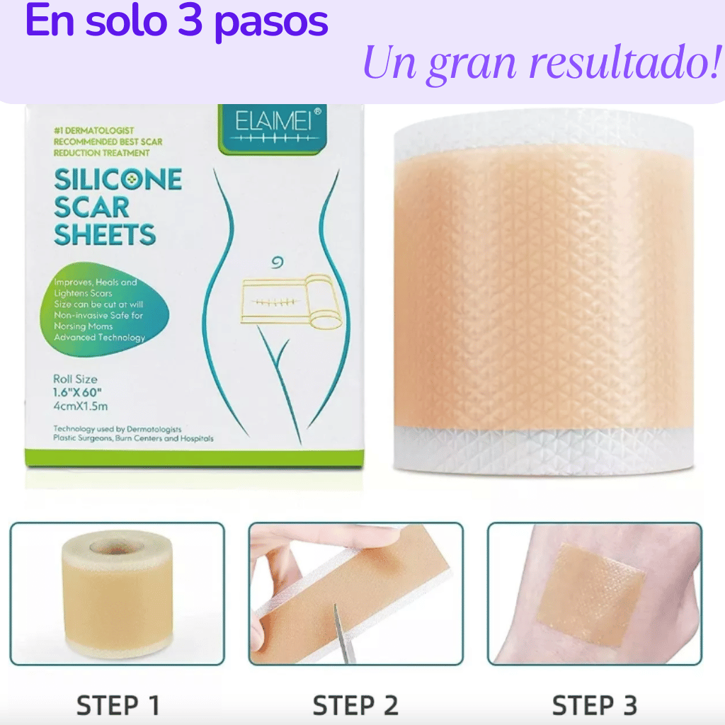 💫 Cinta Gel de Silicona 💫 Suaviza y Alisa la Apariencia de Cicatrices y Líneas de Expresión
