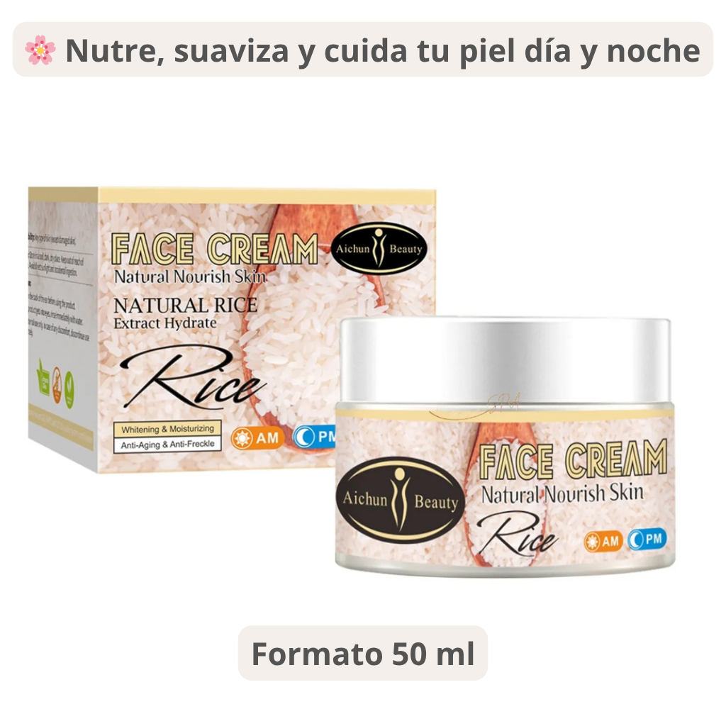 Crema Facial Extracto de Arroz ✨ Hidrata, aclara y revitaliza tu piel ✨