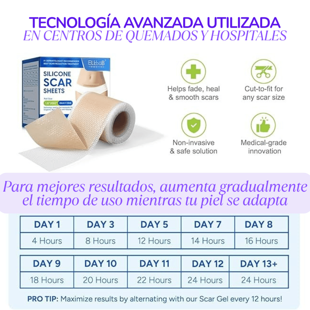 💫 Cinta Gel de Silicona 💫 Suaviza y Alisa la Apariencia de Cicatrices y Líneas de Expresión