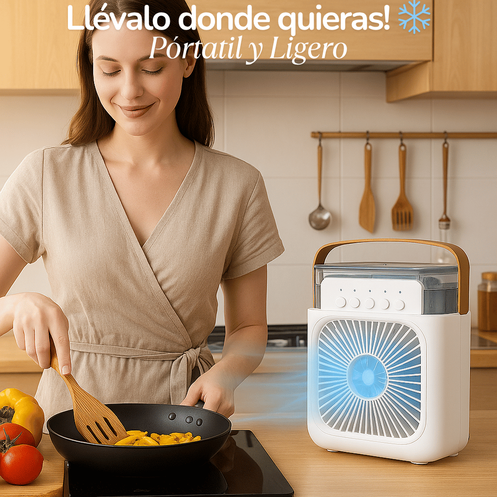 CoolAir Pro 🧊 | Aire Fresco Día y Noche + Humidificador + Aplicador Para Aromatización 🌿