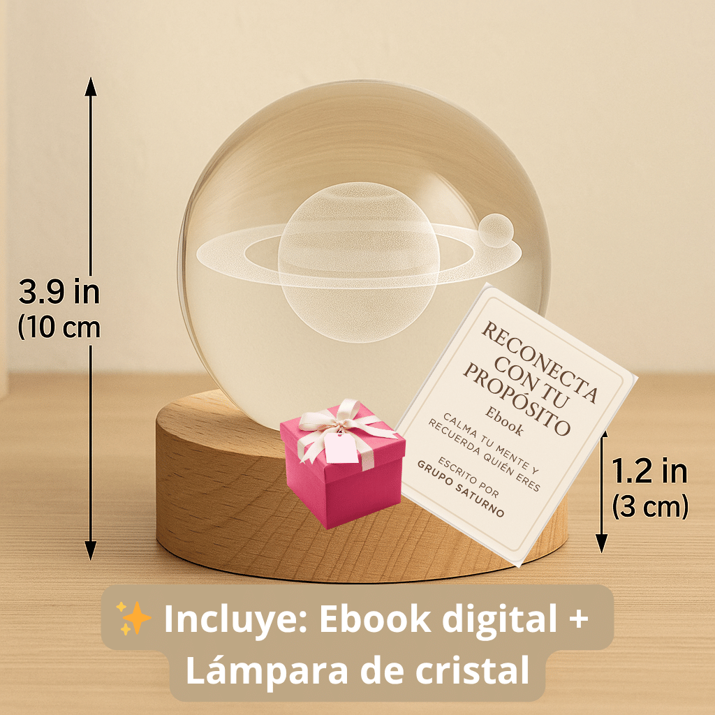 ✨ Calma tu mente y reconecta con tu propósito con este kit de luz interior. Incluye: Ebook digital + Lámpara de cristal ✨