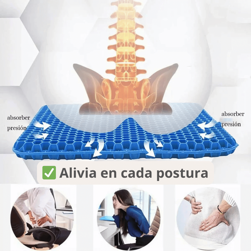 Asiento de Gel Premium Mejora tu Postura 👌 Trabaja, Conduce, Estudia con Mayor Confort